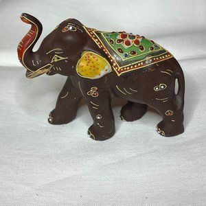 Vintage Elephant Figurine Japan Porcelain Brown Indian Elephant